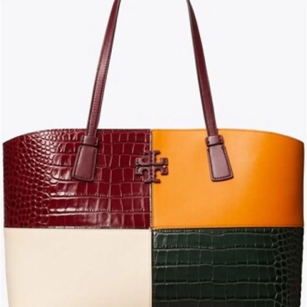 Tory Burch McGraw Embossed Color-Block Tote Bag